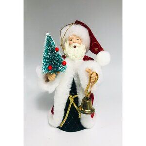 Santa Claus Christmas Ornament Tree Topper Mini Bottle Tree Red Coat Jingle Bell